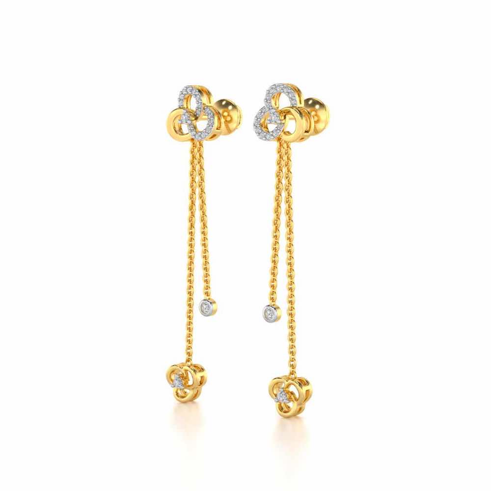 Flower Dot Silver Earrings - Yellow Gold - Image 3