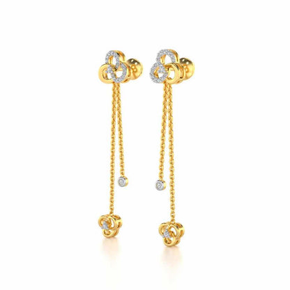Flower Dot Silver Earrings - Yellow Gold - Image 3