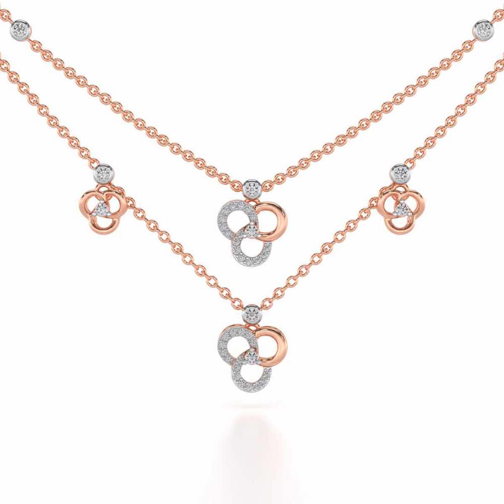 Flower Dot Silver Necklace - Rose Gold - Image 1