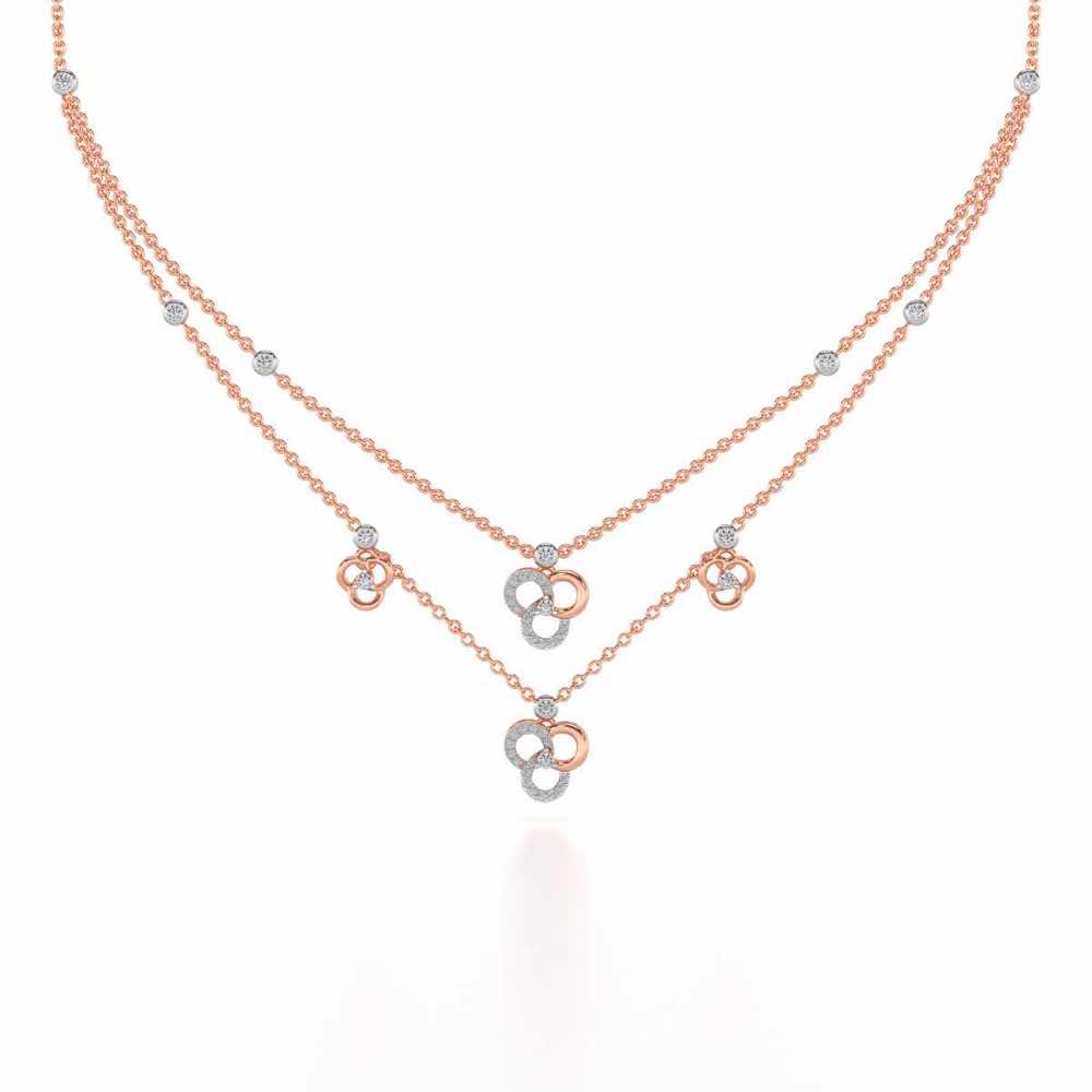 Flower Dot Silver Necklace - Rose Gold - Image 2