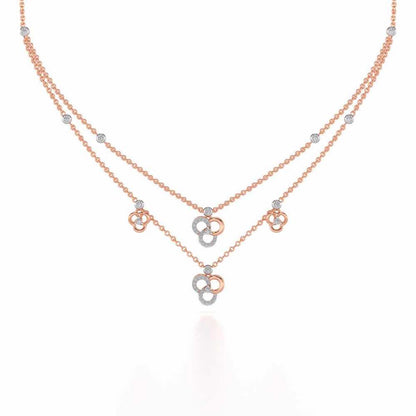 Flower Dot Silver Necklace - Rose Gold - Image 2