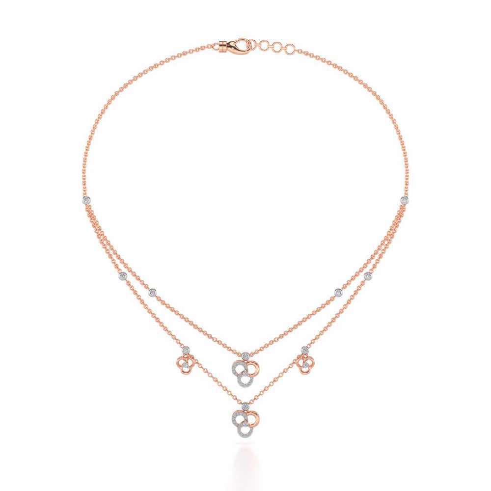 Flower Dot Silver Necklace - Rose Gold - Image 3