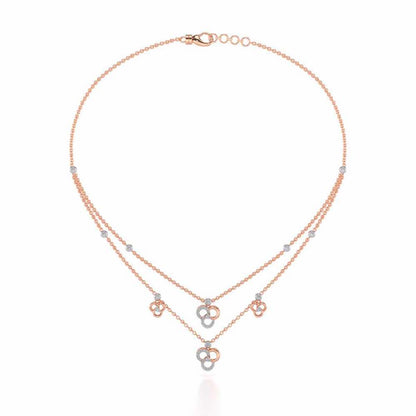 Flower Dot Silver Necklace - Rose Gold - Image 3