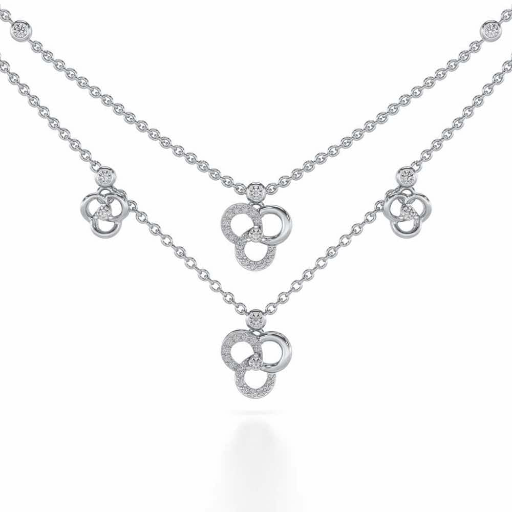 Flower Dot Silver Necklace - White Gold - Image 1