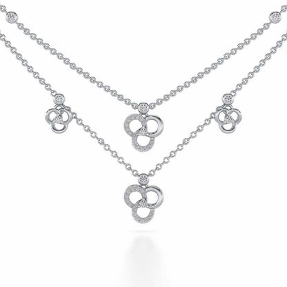 Flower Dot Silver Necklace - White Gold - Image 1