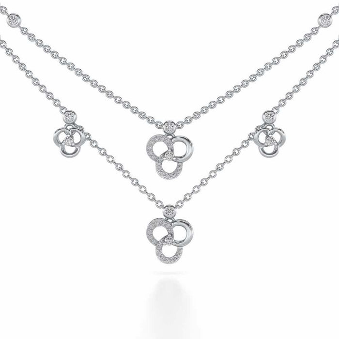 Flower Dot Silver Necklace - White Gold - Image 1
