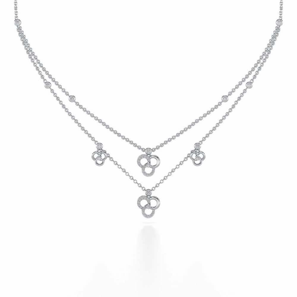 Flower Dot Silver Necklace - White Gold - Image 2