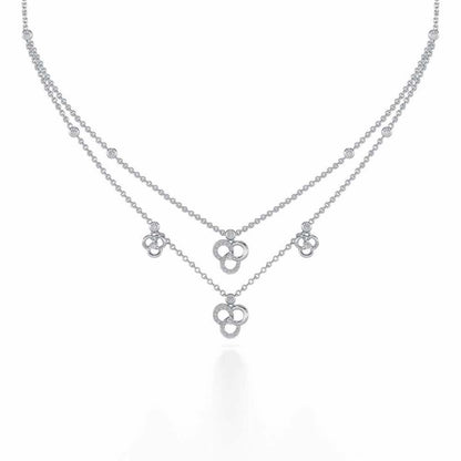 Flower Dot Silver Necklace - White Gold - Image 2