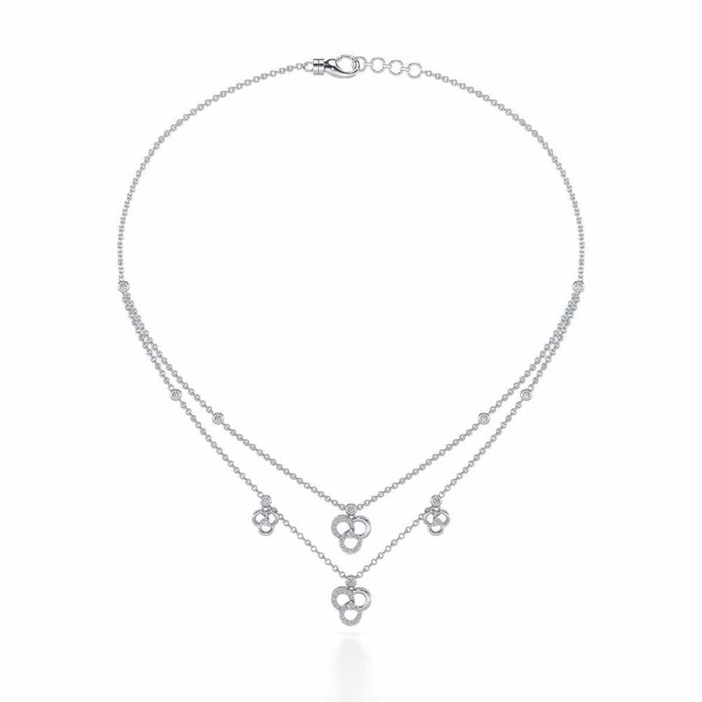Flower Dot Silver Necklace - White Gold - Image 3