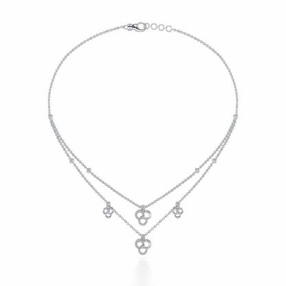 Flower Dot Silver Necklace - White Gold - Image 3
