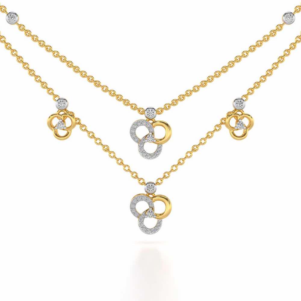 Flower Dot Silver Necklace - Yellow Gold - Image 1