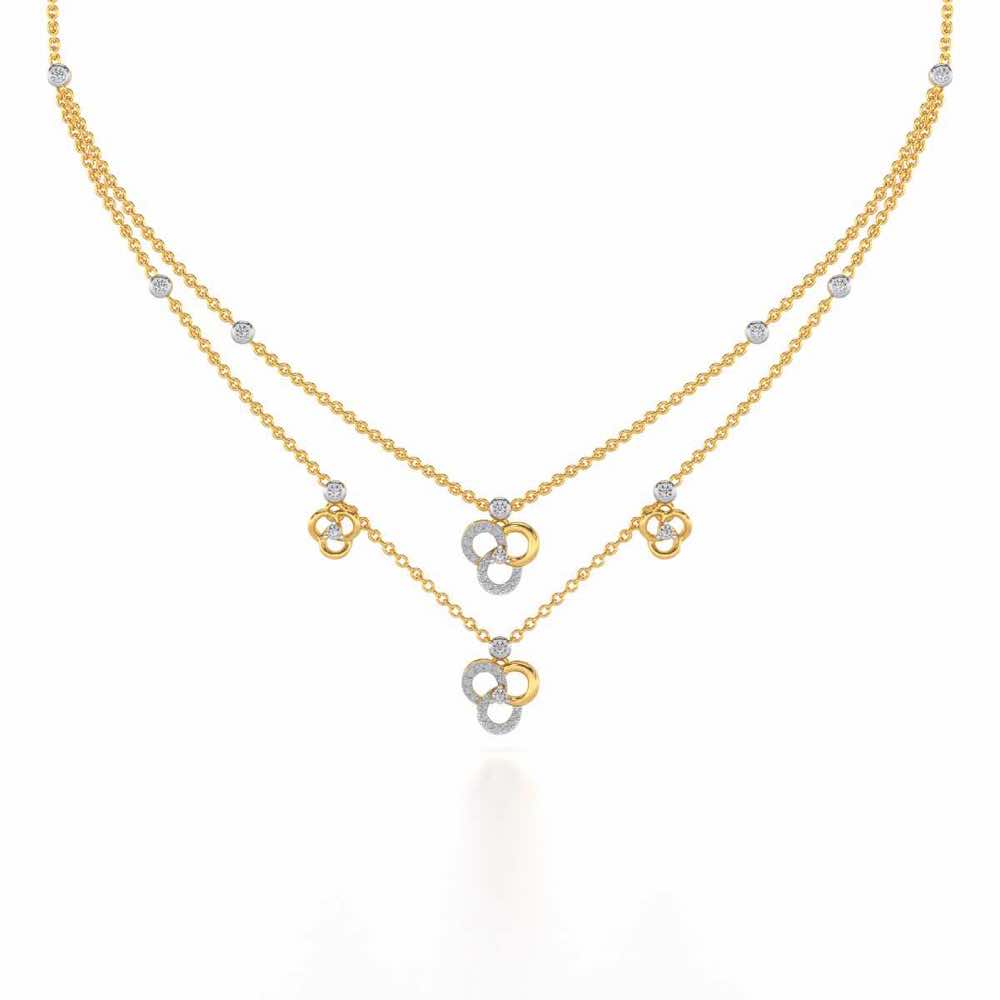 Flower Dot Silver Necklace - Yellow Gold - Image 2