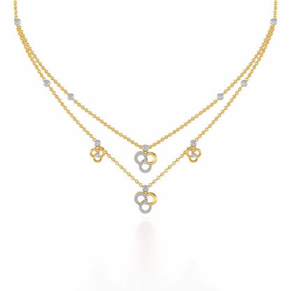 Flower Dot Silver Necklace - Yellow Gold - Image 2