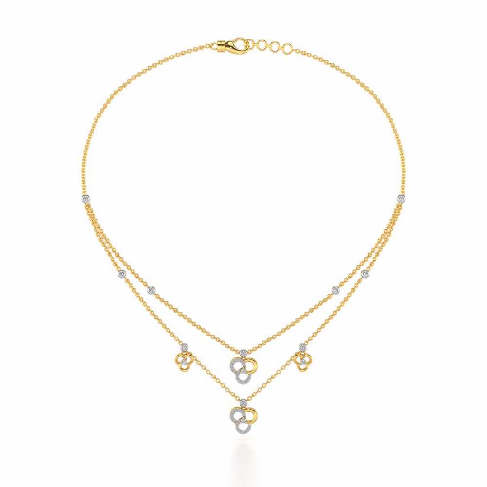 Flower Dot Silver Necklace - Yellow Gold - Image 3