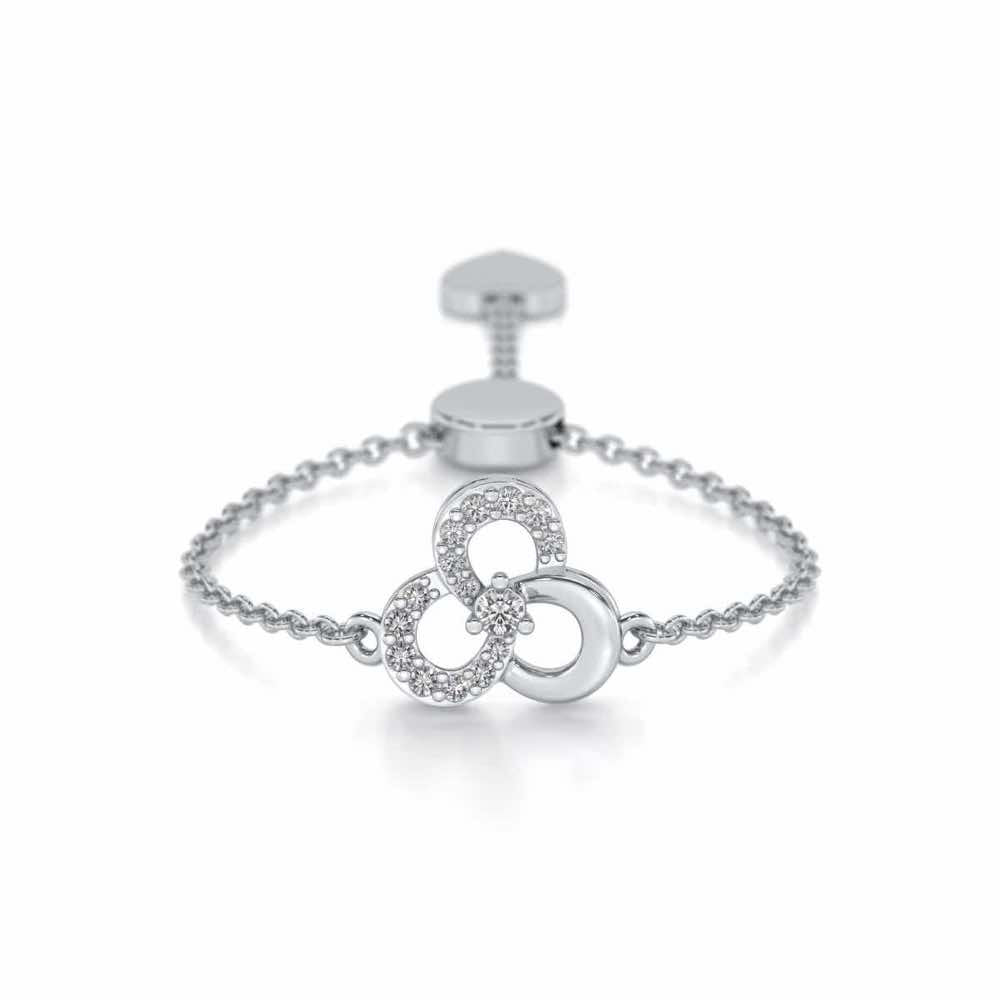 Flower Dot Silver Ring - White Gold - Image 1