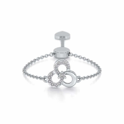 Flower Dot Silver Ring - White Gold - Image 1