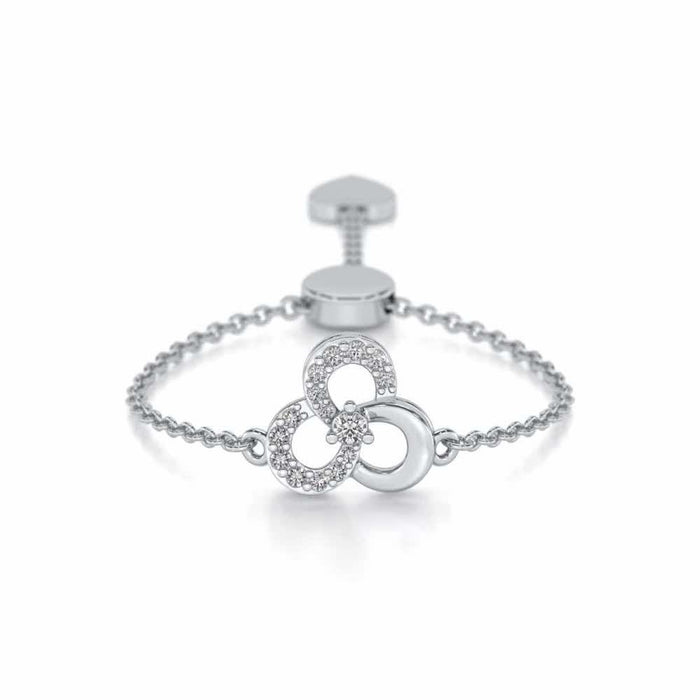 Flower Dot Silver Ring - White Gold - Image 1