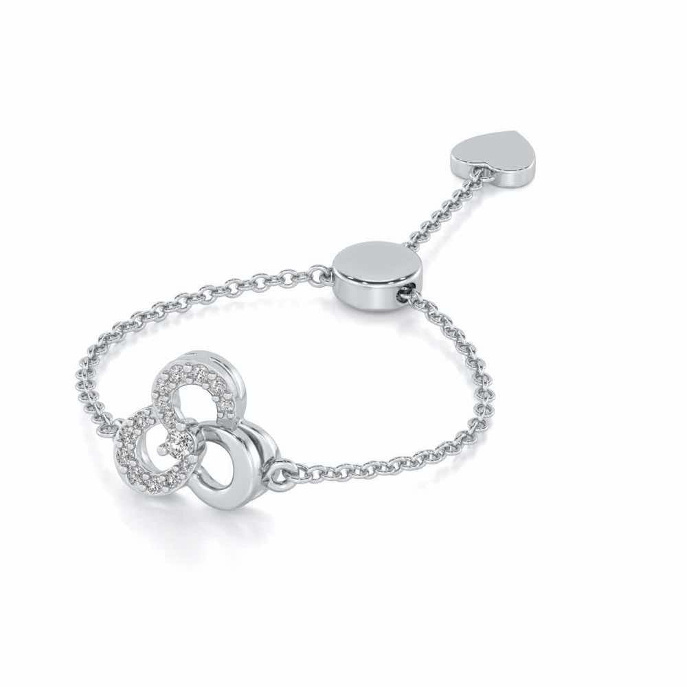 Flower Dot Silver Ring - White Gold - Image 2