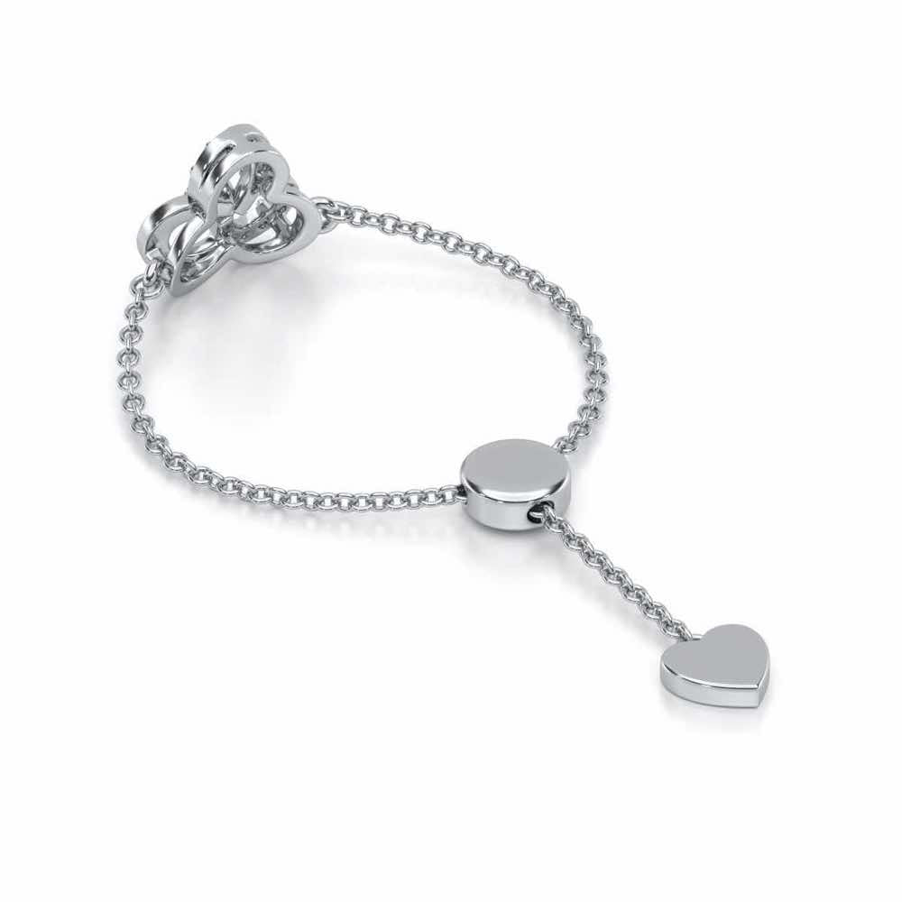 Flower Dot Silver Ring - White Gold - Image 4