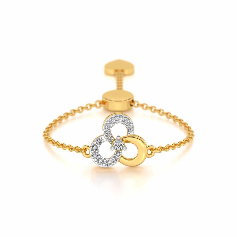 Flower Dot Silver Ring - Yellow Gold - Image 1