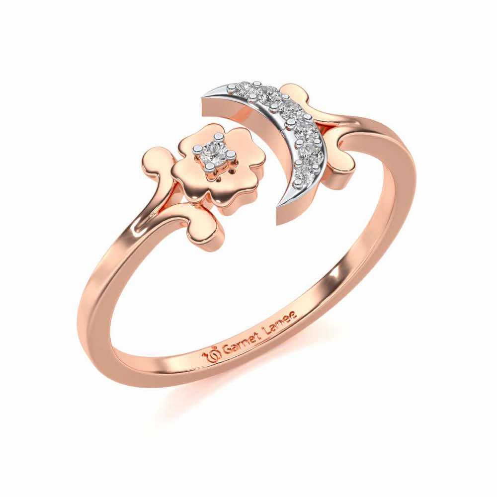 Flower Moon Silver Ring - Rose Gold - Image 1