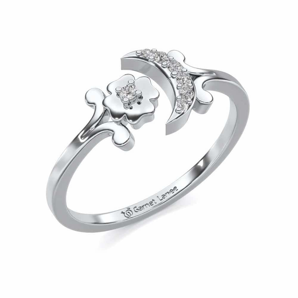 Flower Moon Silver Ring - White Gold - Image 1