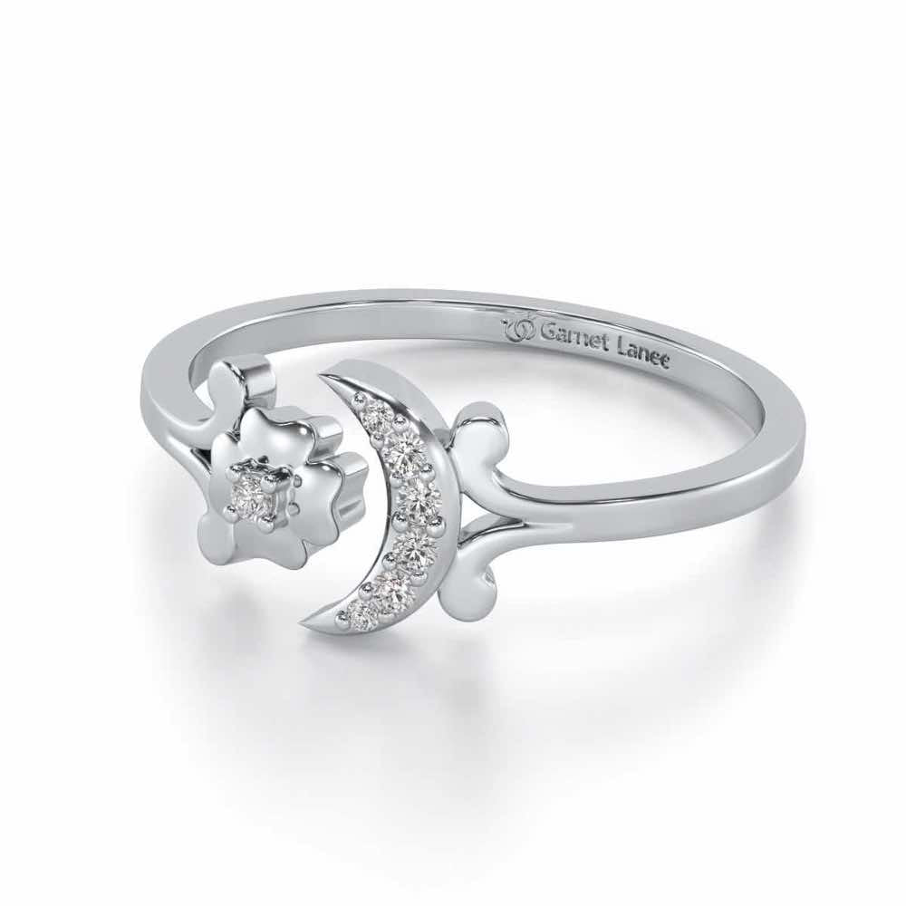 Flower Moon Silver Ring - White Gold - Image 2