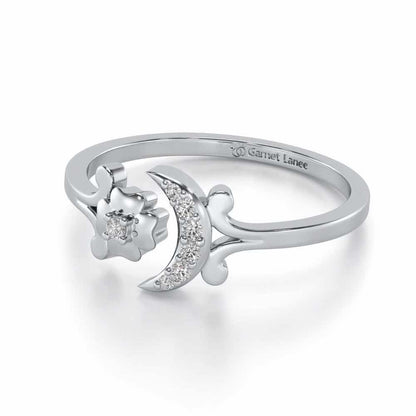 Flower Moon Silver Ring - White Gold - Image 2
