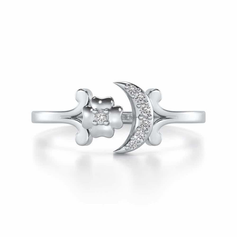 Flower Moon Silver Ring - White Gold - Image 4