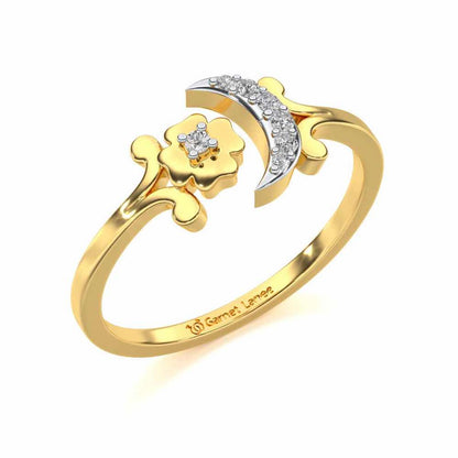 Flower Moon Silver Ring - Yellow Gold - Image 1