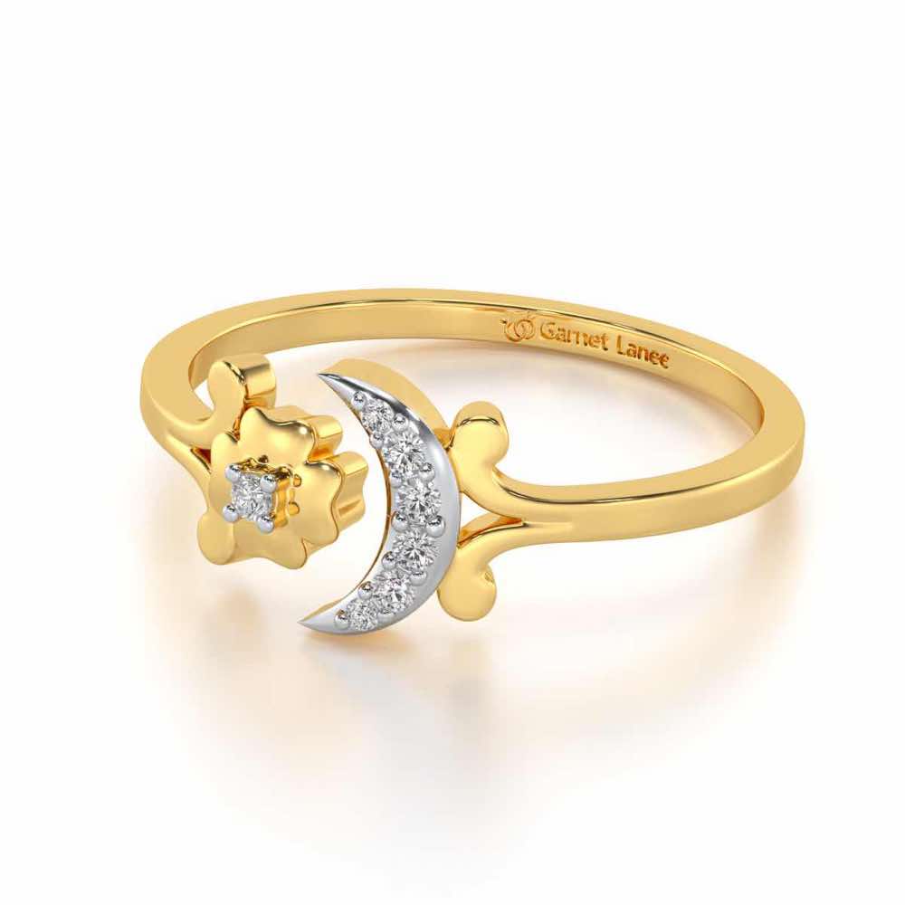 Flower Moon Silver Ring - Yellow Gold - Image 2