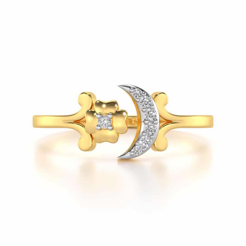 Flower Moon Silver Ring - Yellow Gold - Image 4