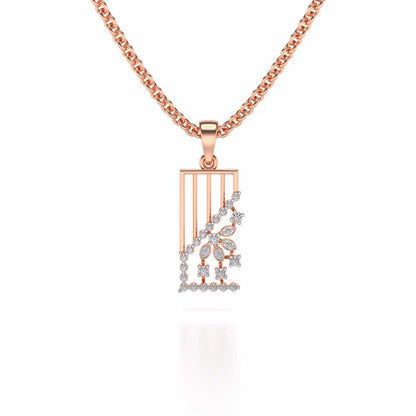 Flower On Twig Pendant - Rose Gold - Image 1