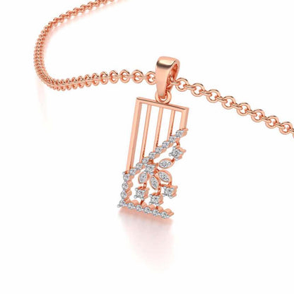 Flower On Twig Pendant - Rose Gold - Image 2