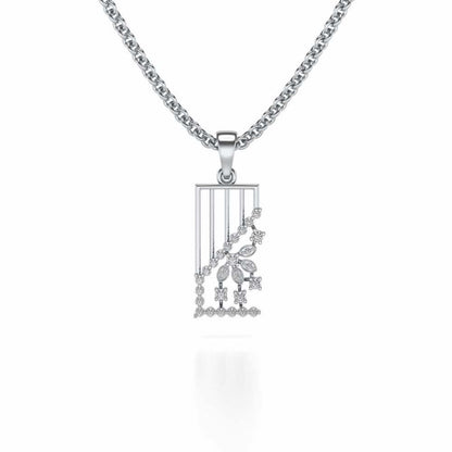 Flower On Twig Pendant - White Gold - Image 1