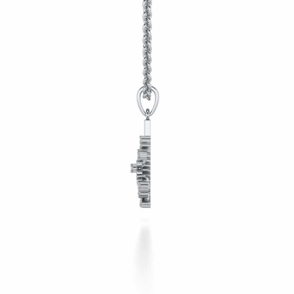 Flower On Twig Pendant - White Gold - Image 3