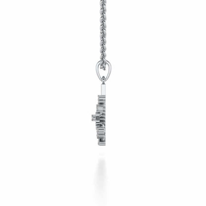 Flower On Twig Pendant - White Gold - Image 3