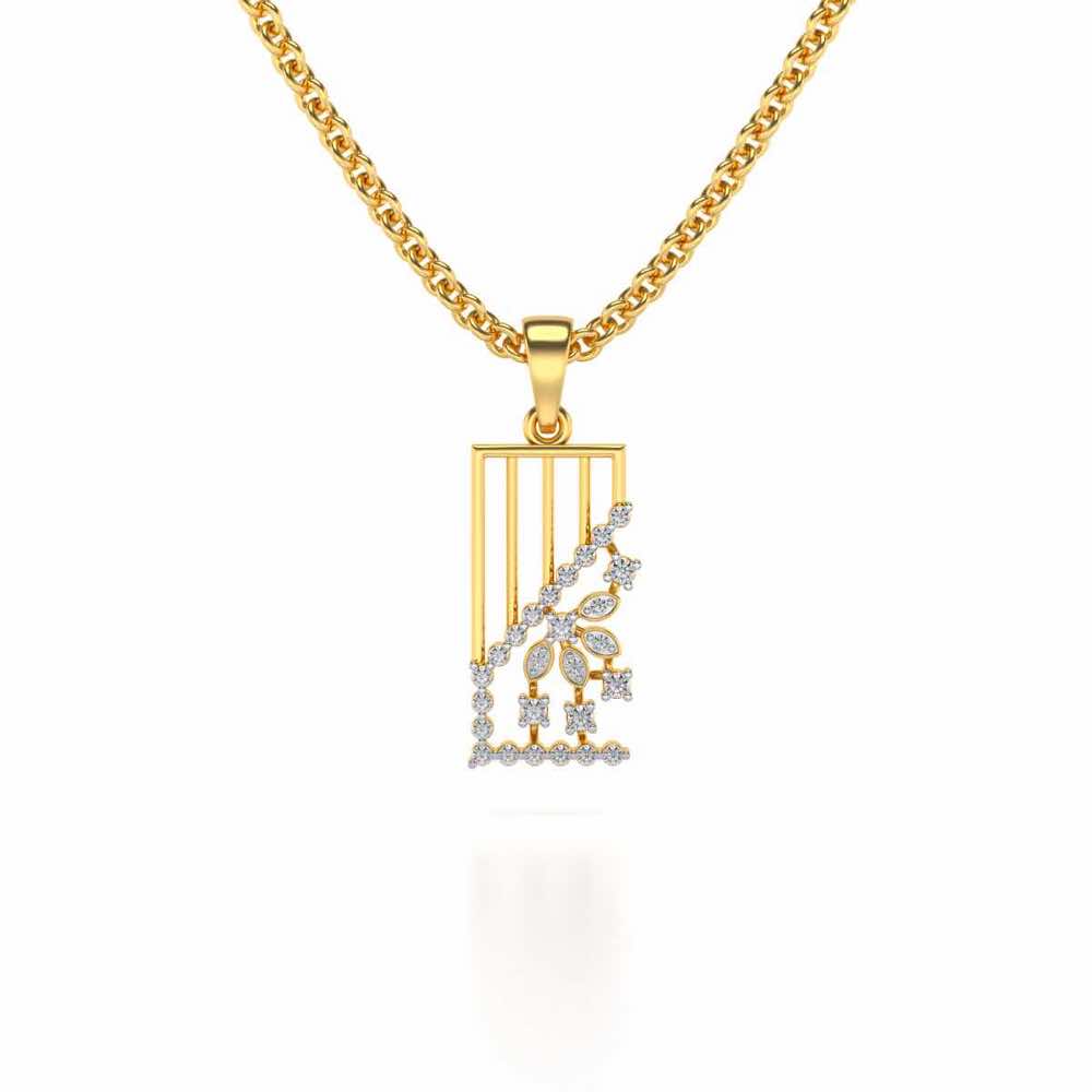 Flower On Twig Pendant - Yellow Gold - Image 1