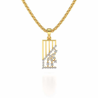 Flower On Twig Pendant - Yellow Gold - Image 1