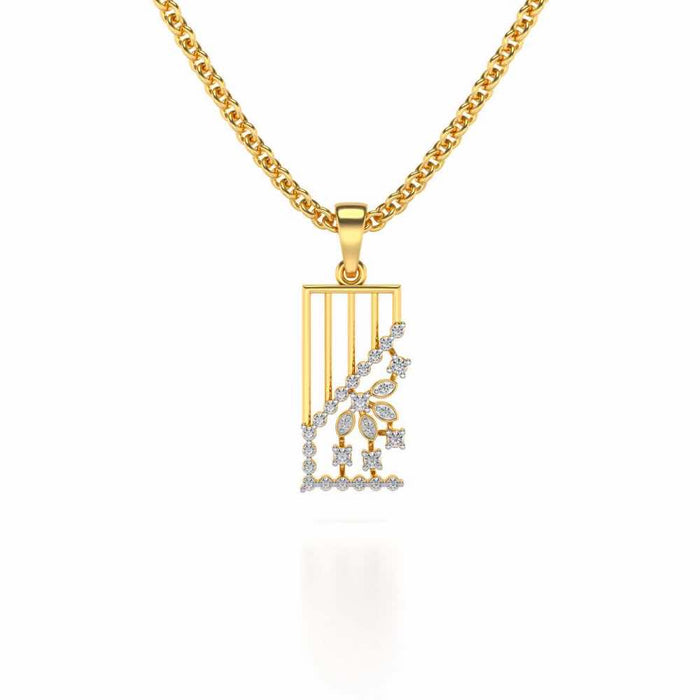 Flower On Twig Pendant - Yellow Gold - Image 1