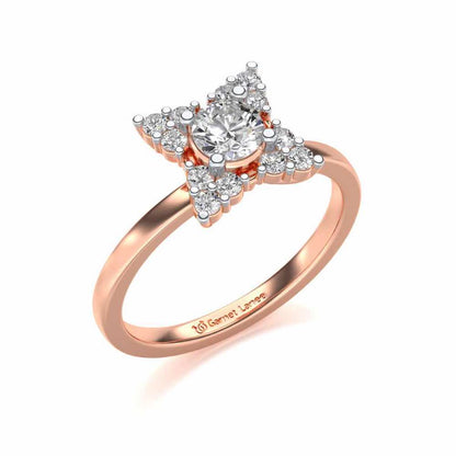 Flower Power Solitaire Silver Ring - Rose Gold - Image 1