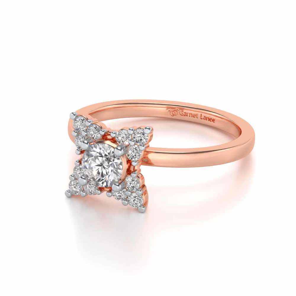 Flower Power Solitaire Silver Ring - Rose Gold - Image 2