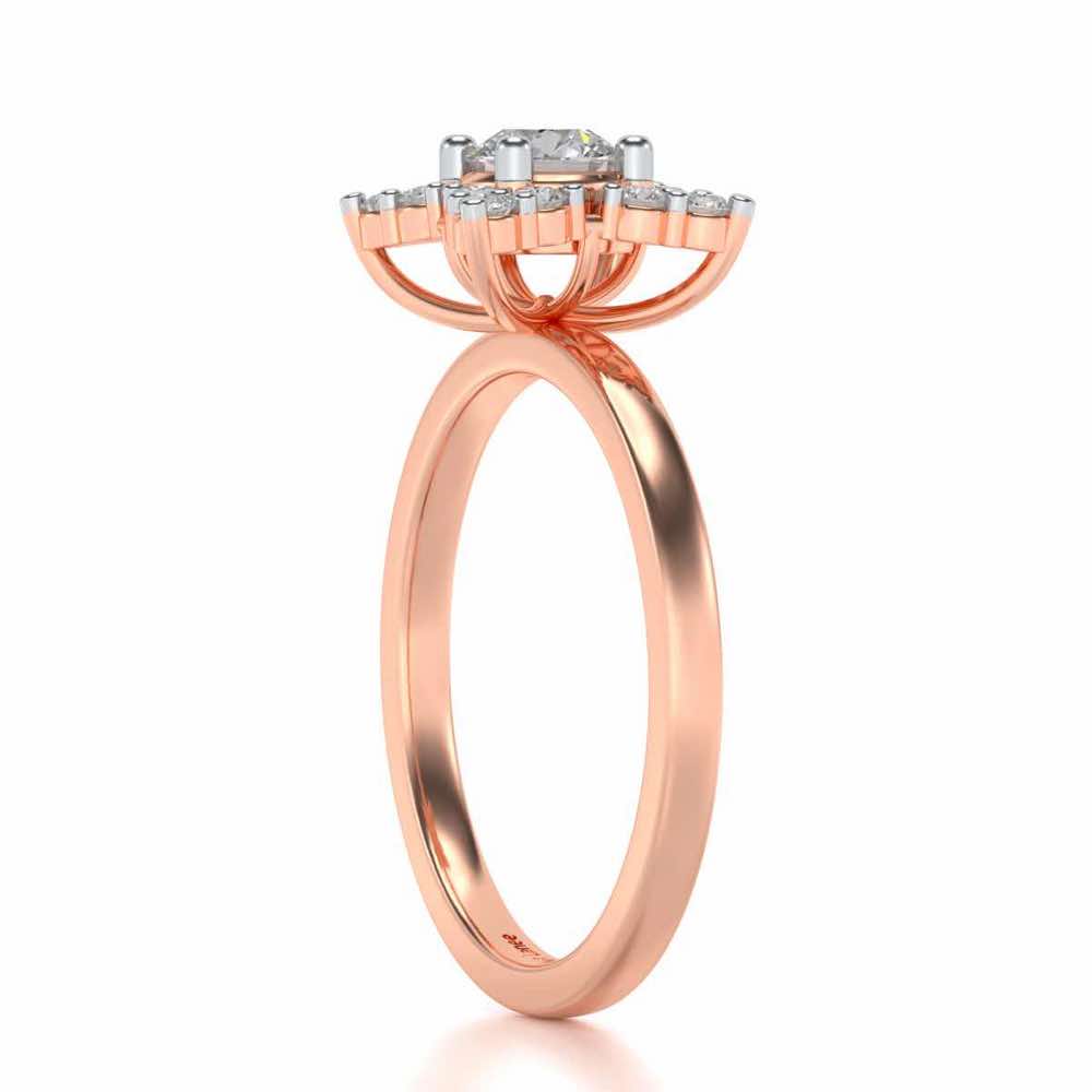 Flower Power Solitaire Silver Ring - Rose Gold - Image 3