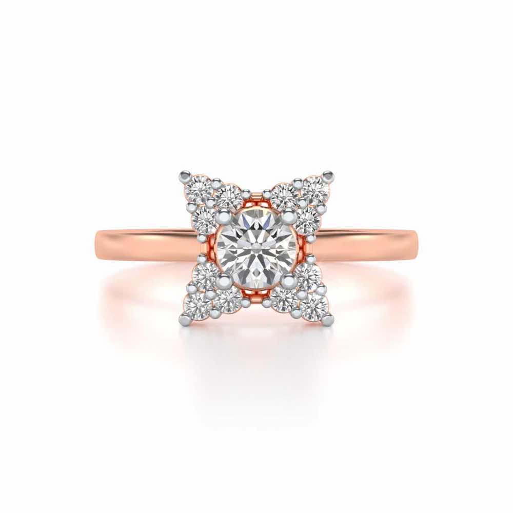 Flower Power Solitaire Silver Ring - Rose Gold - Image 4