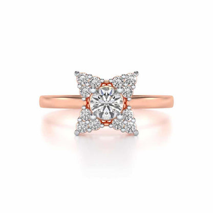 Flower Power Solitaire Silver Ring - Rose Gold - Image 4