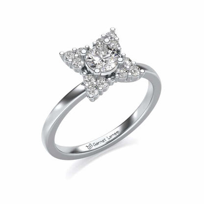 Flower Power Solitaire Silver Ring - White Gold - Image 1