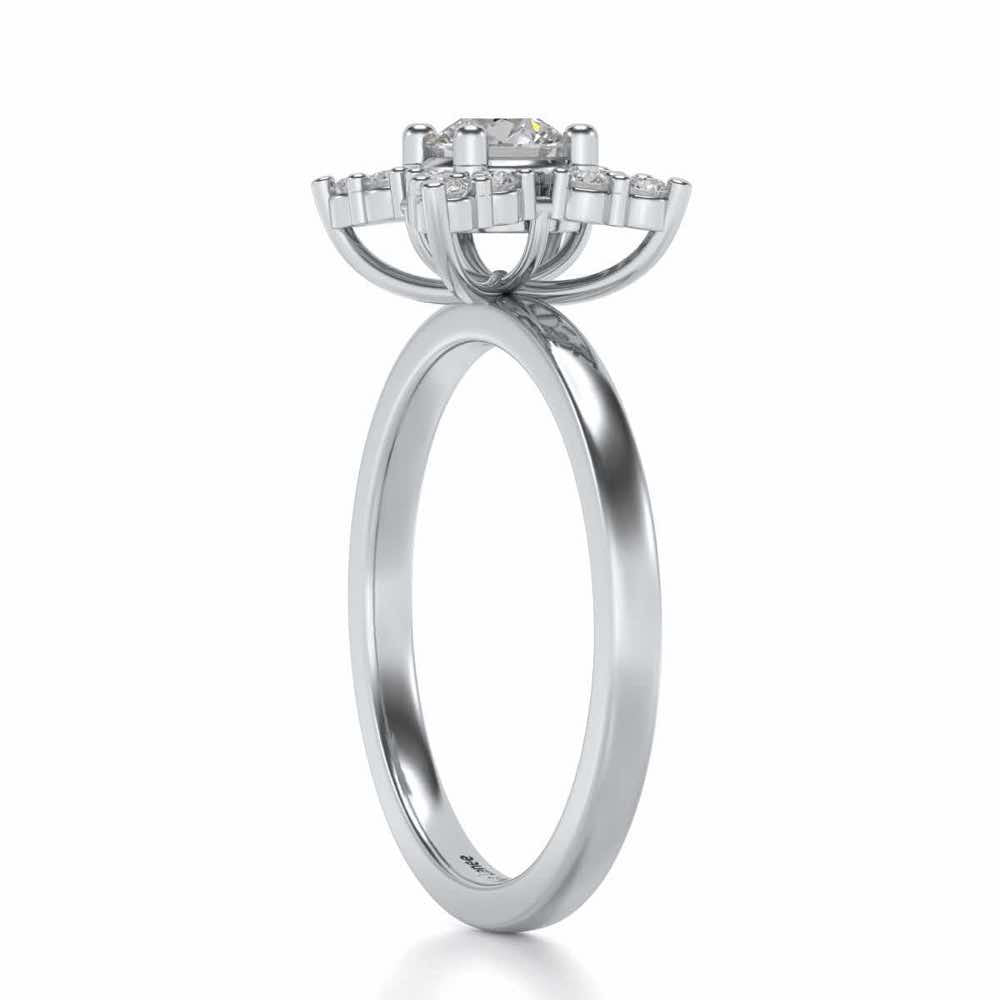 Flower Power Solitaire Silver Ring - White Gold - Image 3