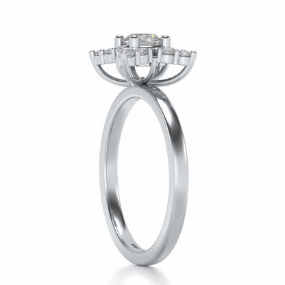 Flower Power Solitaire Silver Ring - White Gold - Image 3