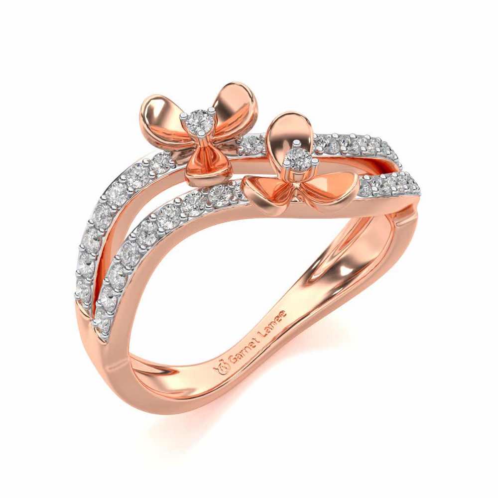 Flower Wave Silver Ring - Rose Gold - Image 1