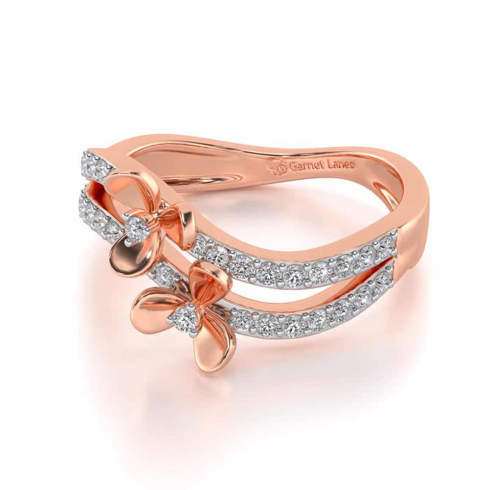 Flower Wave Silver Ring - Rose Gold - Image 2